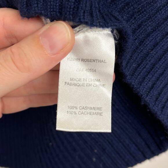 Kerri Rosenthal 100% Cashmere Mixed Stripe Colorful Heart Boxy V-Neck CardiganXS - Picture 7 of 9